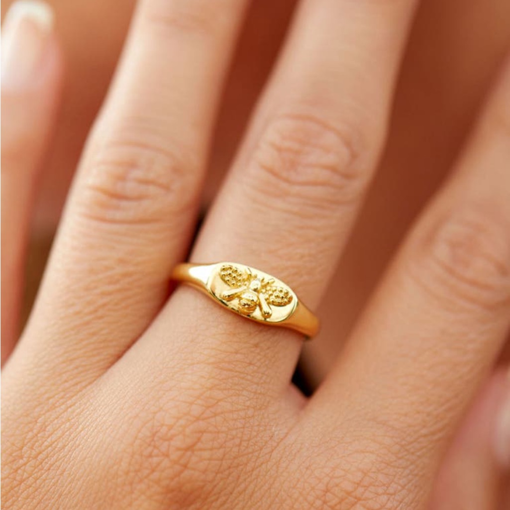 Savvie Cie Nwot 14kgold Played Bee Signet Ring